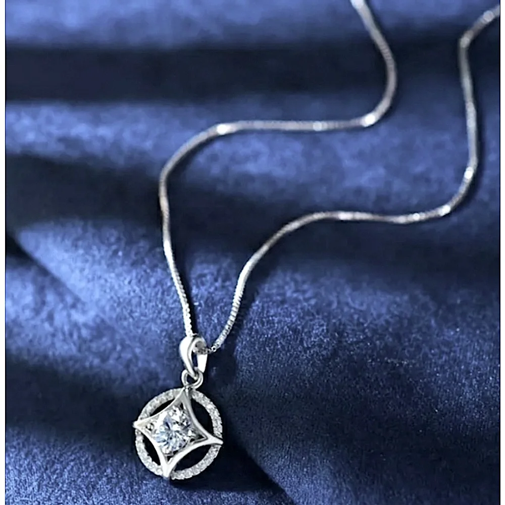 NEW Women’s Princess Cut Simulated Diamond Star 14k Gold‎ Plated S925 Necklace